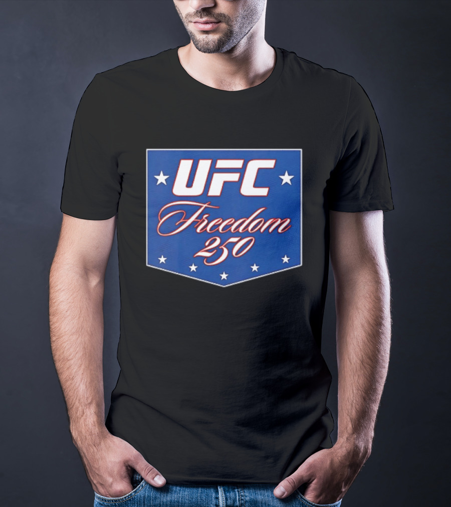 UFC Freedom 250 Stars And Script On Blue T-Shirt