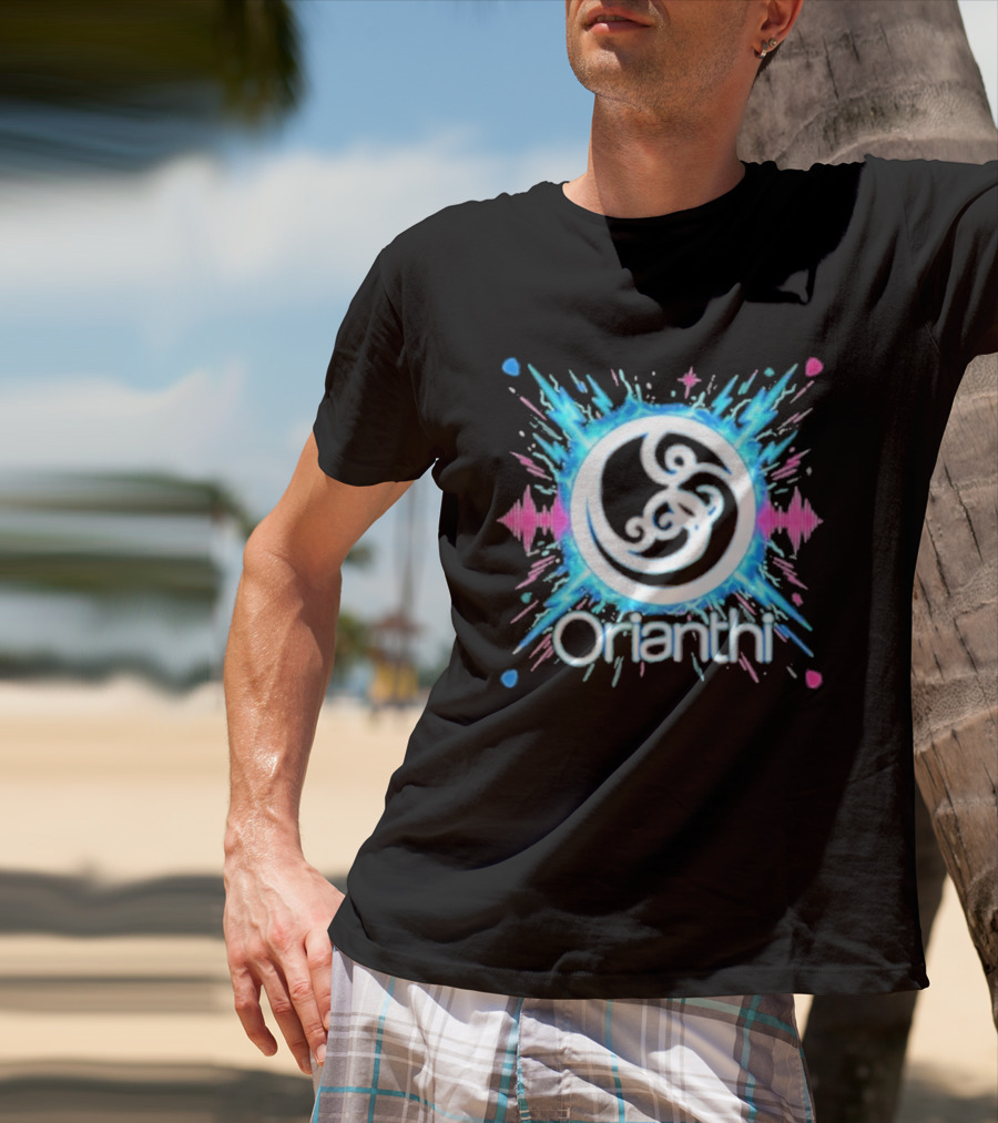 Orianthi Neon Bolt Vibrant Blue And Pink Energy Burst T-Shirt