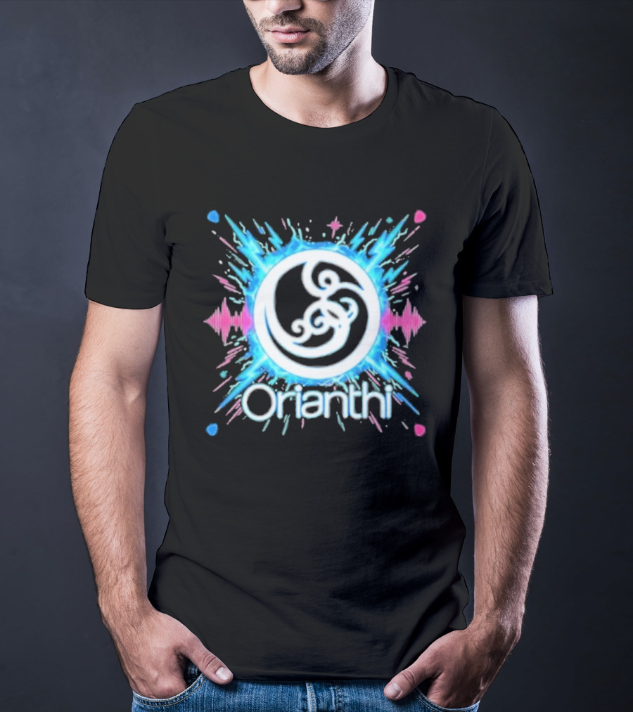 Orianthi Neon Bolt Vibrant Blue And Pink Energy Burst T-Shirt