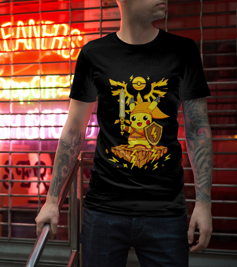 Pikachu Of Link Legend Of Electric Sword And Lightning Shield T-Shirt