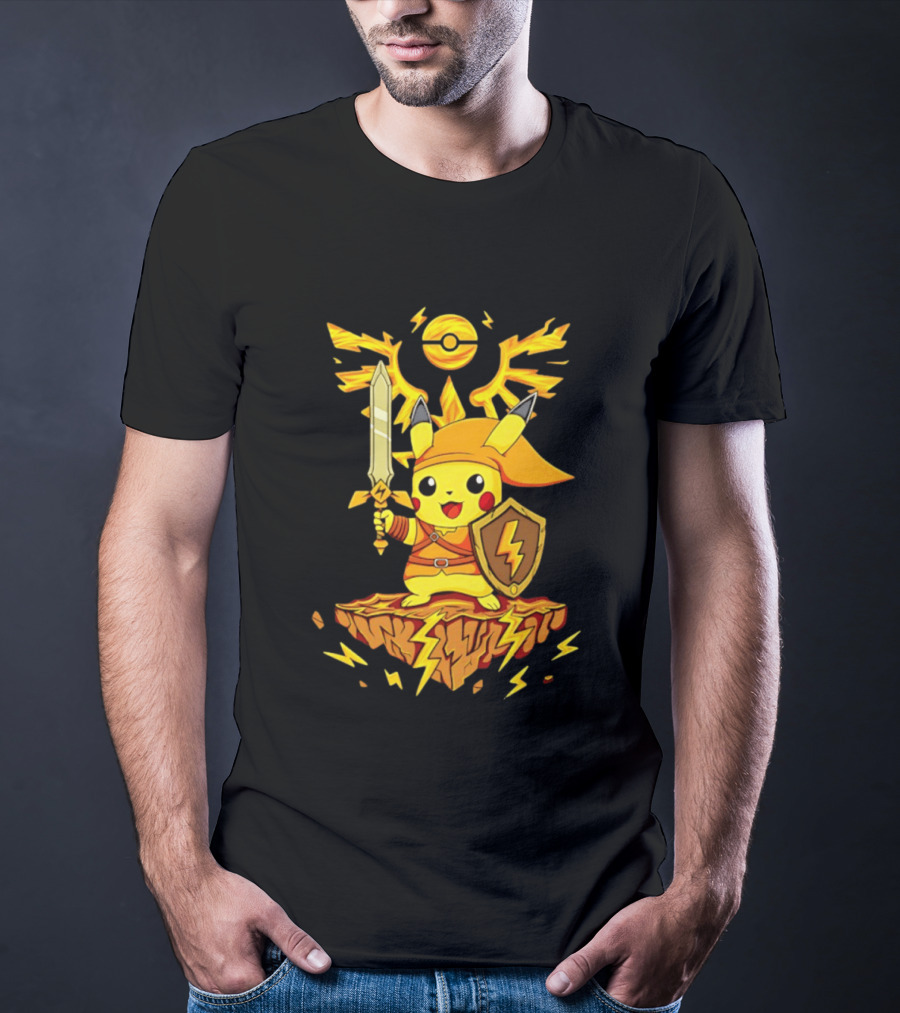 Pikachu Of Link Legend Of Electric Sword And Lightning Shield T-Shirt