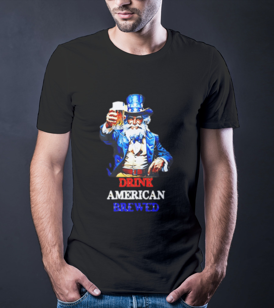 PlanetBeerGear Drink American Brewed Uncle Sam Beer Cheers T-Shirt