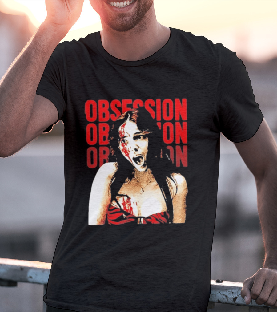 Obsession Screaming Woman Bloody Top Repeated T-Shirt