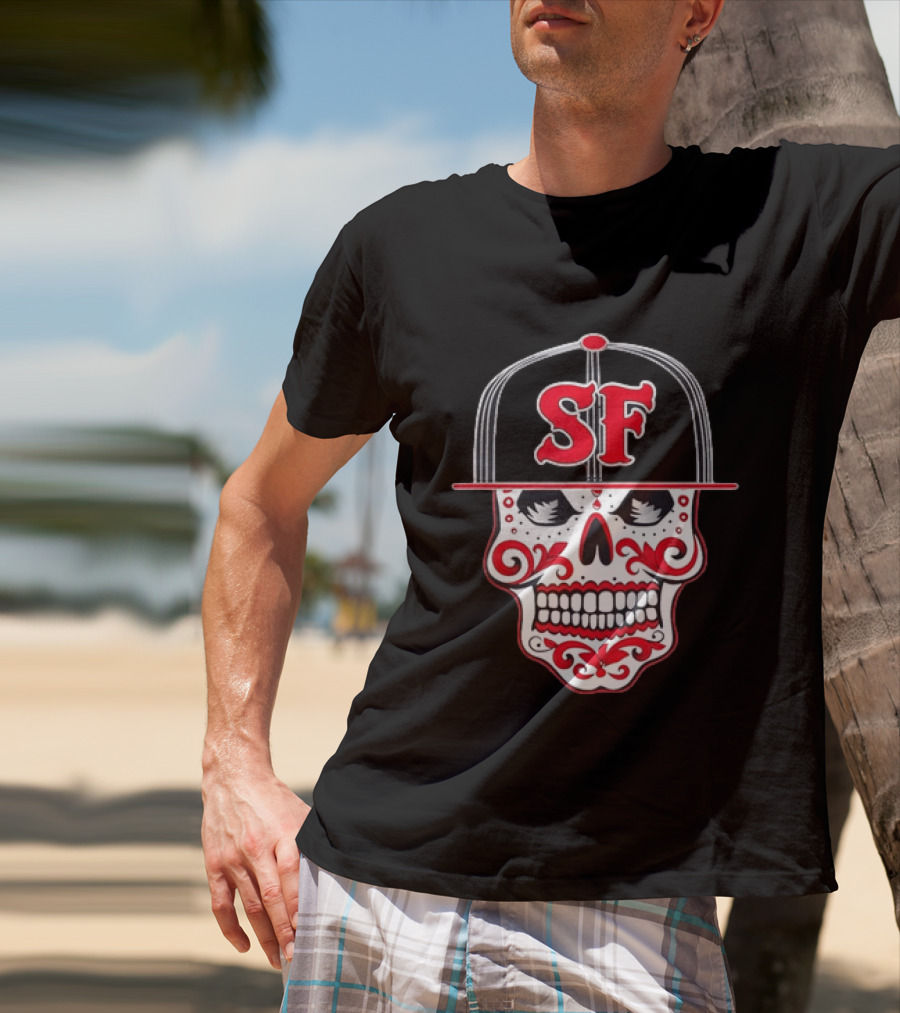 Sf Sugar Skull San Francisco Hat Baseball T-Shirt