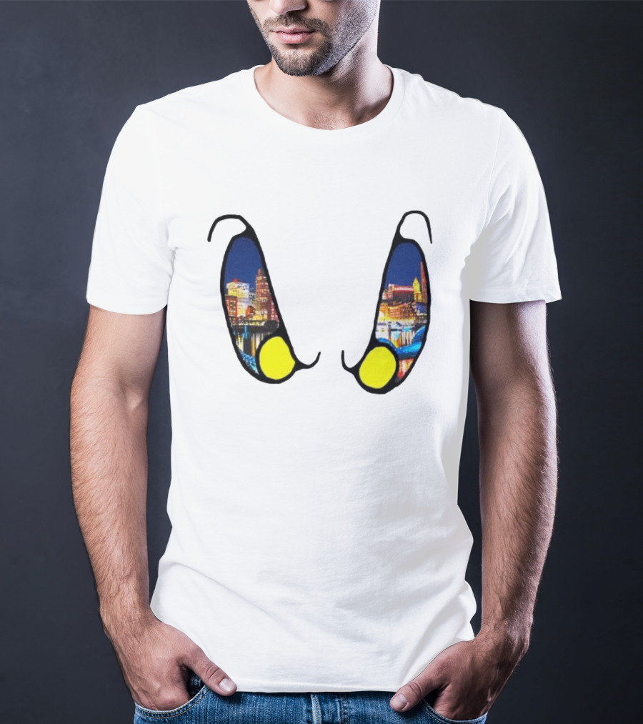 Boston Nightlife Cityscape Reflection In Eyes T-Shirt