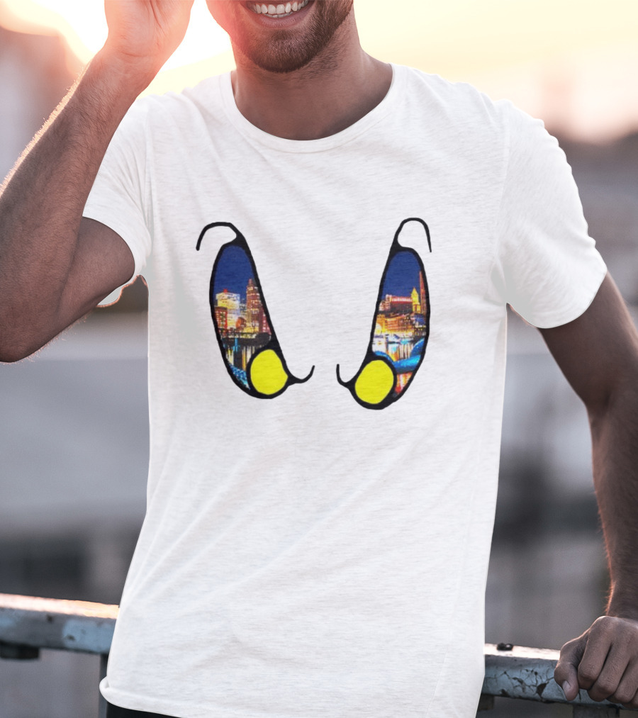 Boston Nightlife Cityscape Reflection In Eyes T-Shirt