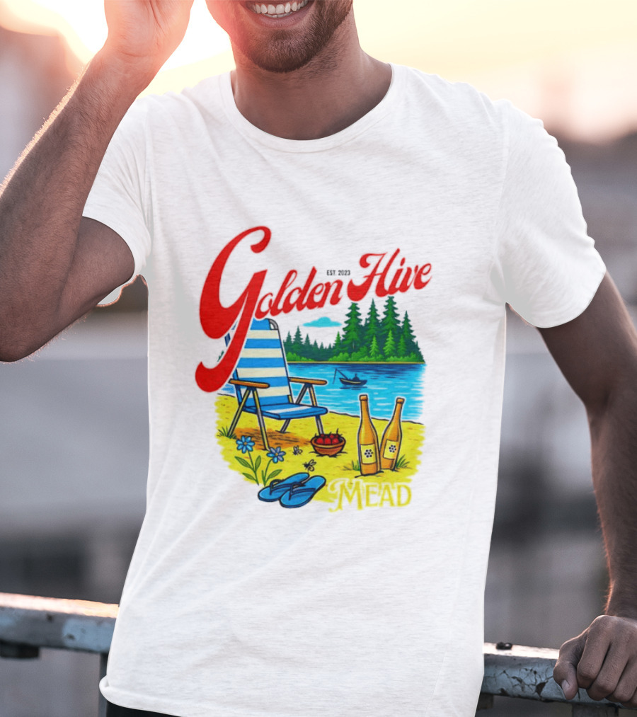 Golden Hive Mead Est 2023 Lakefront Bliss Vintage Escape T-Shirt