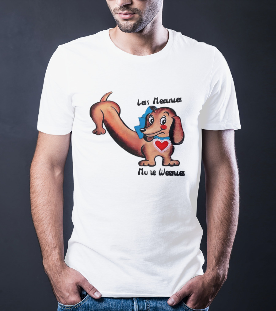 Less Meanies More Weenies Cute Dachshund With Heart And Bow T-Shirt