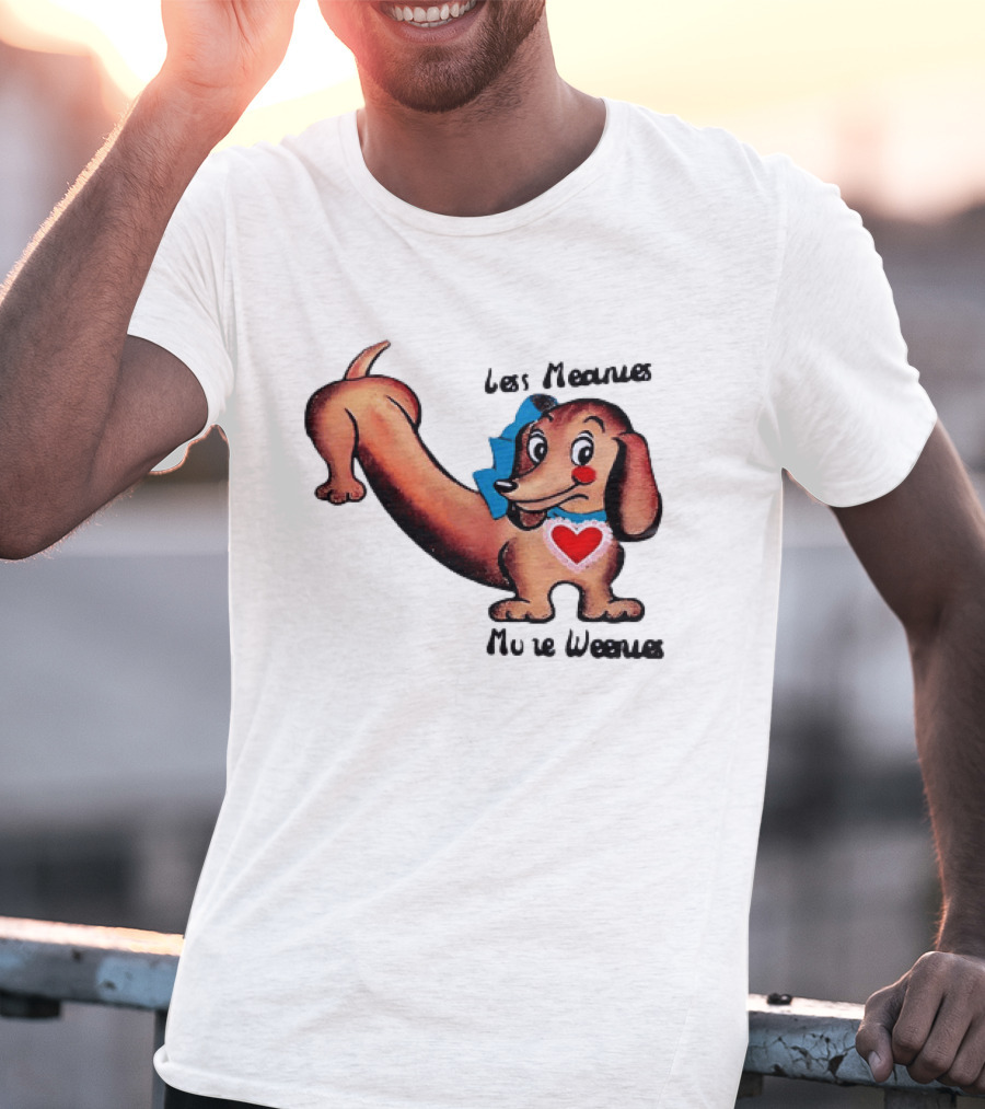 Less Meanies More Weenies Cute Dachshund With Heart And Bow T-Shirt