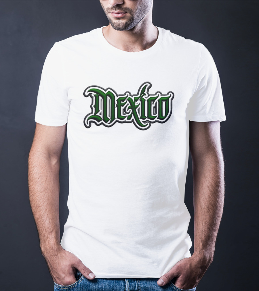 Mexico Gothic Embroidered Green And Grey White T-Shirt