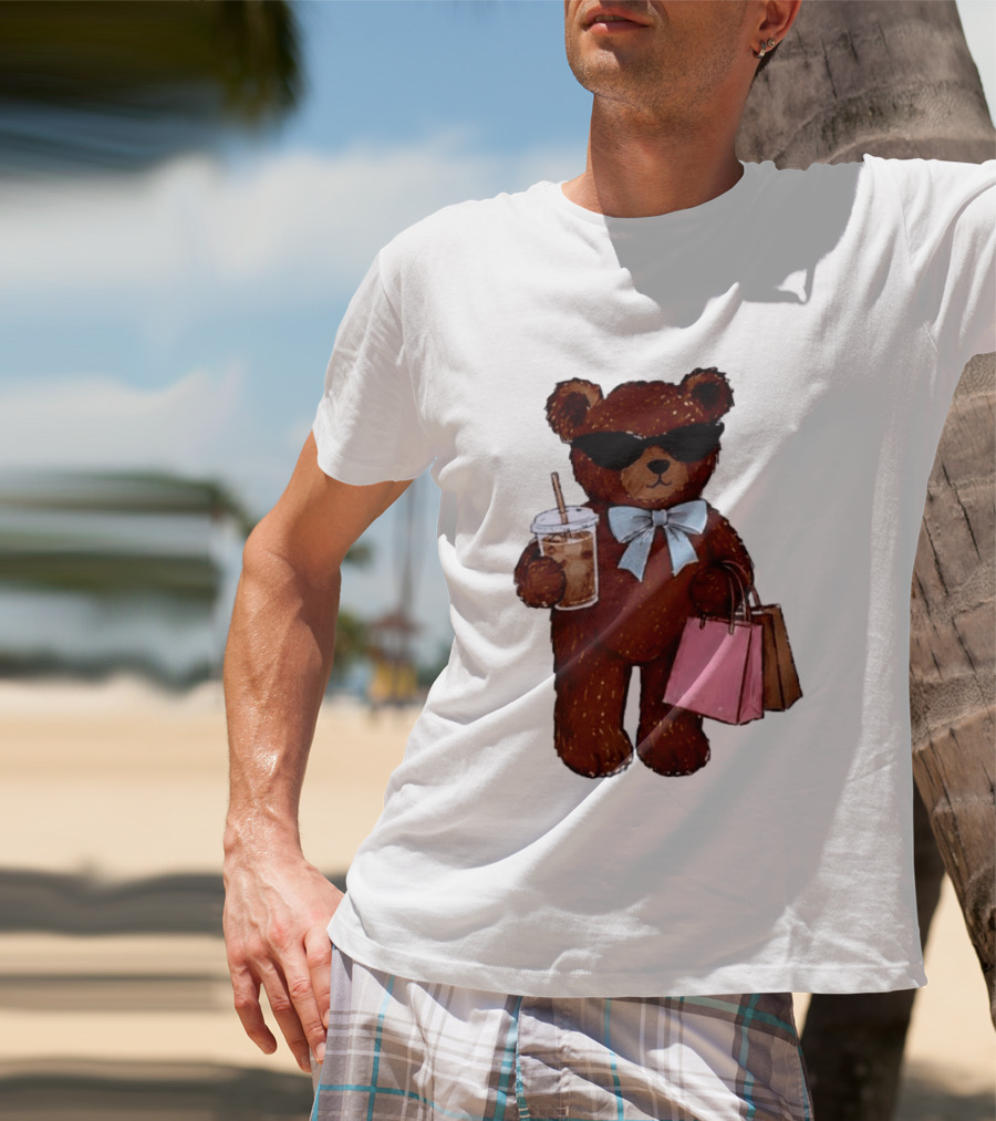 Cool Teddy Bear Shopping With Treats And Accessories T-Shirt