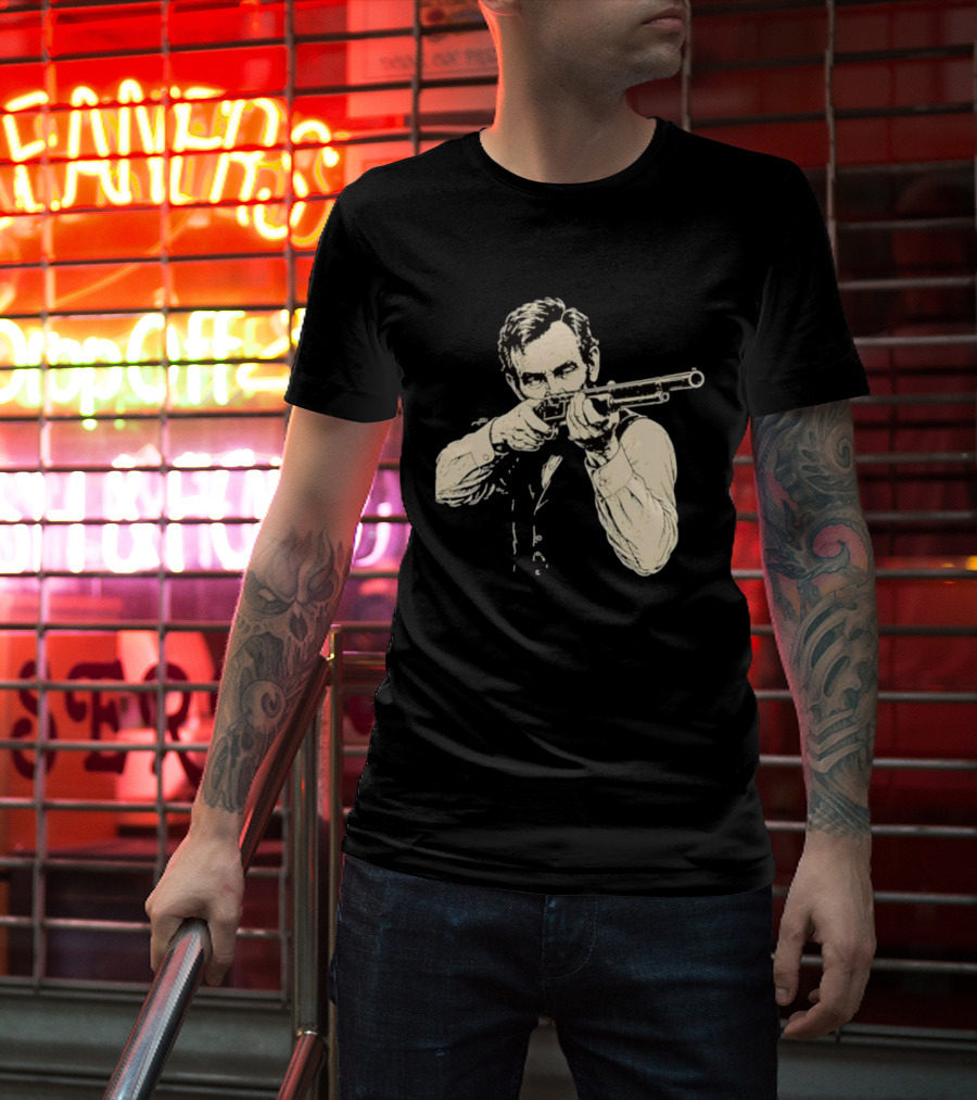 Abraham Lincoln With Lever Action Rifle Famous United States President T-Shirt
