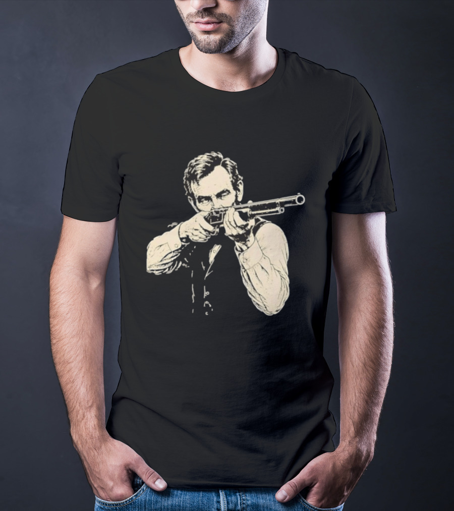 Abraham Lincoln With Lever Action Rifle Famous United States President T-Shirt