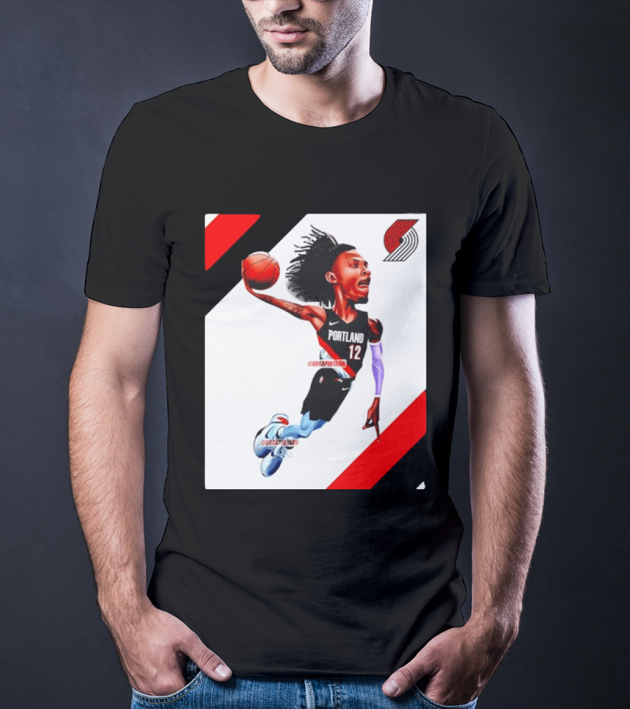Portland Trail Blazers Ja Morant Crossover Art Dunking Basketball Player Jersey 12 T-Shirt