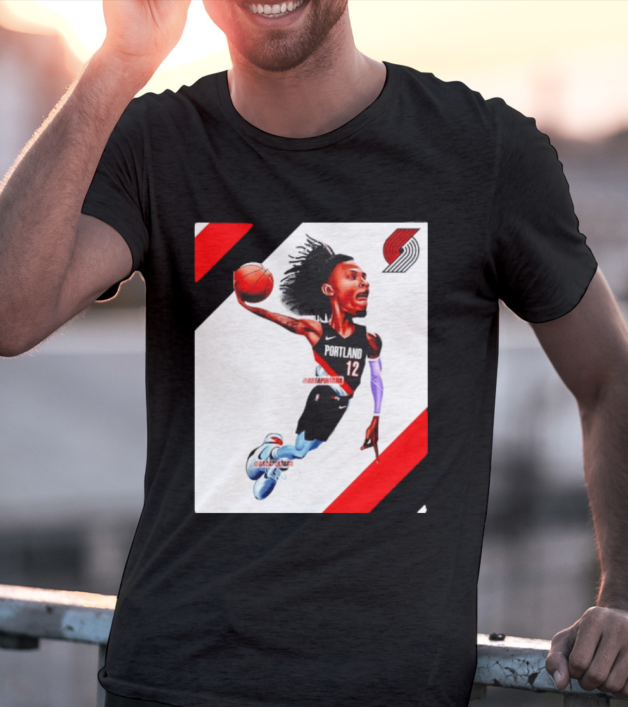 Portland Trail Blazers Ja Morant Crossover Art Dunking Basketball Player Jersey 12 T-Shirt