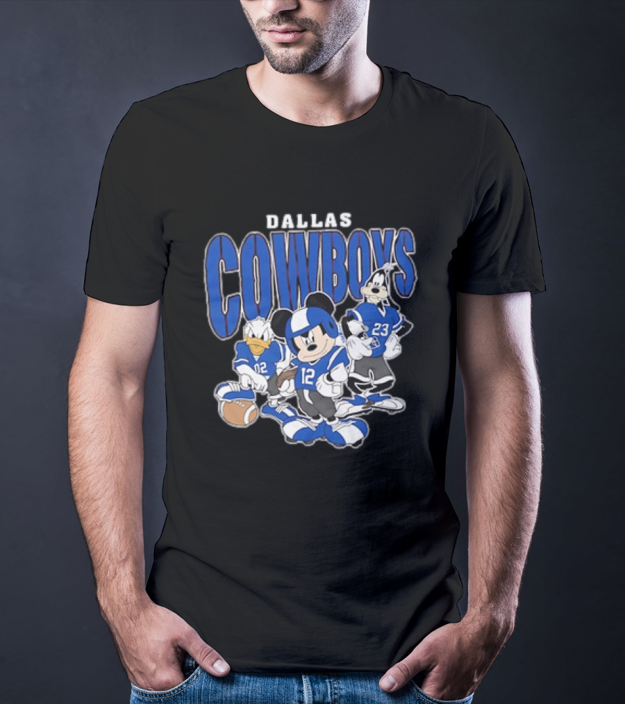 Dallas Cowboys Mickey Mouse Donald Duck Goofy Football Team Collaboration T-Shirt