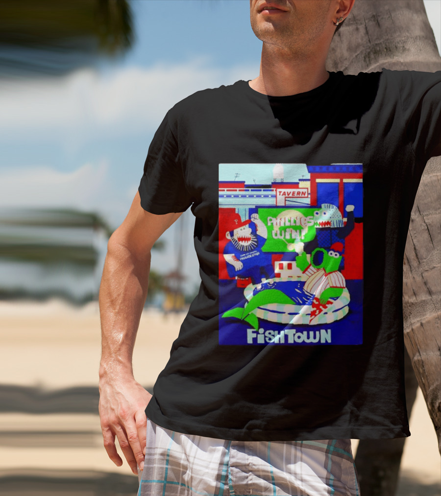 Phillies Win City Of Neighborhoods Fishtown Phillies Phanatic Tavern Scene T-Shirt