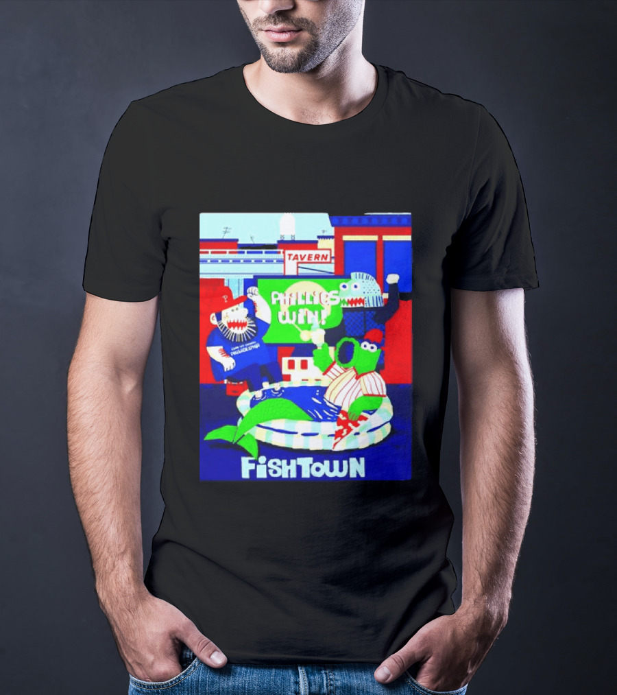 Phillies Win City Of Neighborhoods Fishtown Phillies Phanatic Tavern Scene T-Shirt