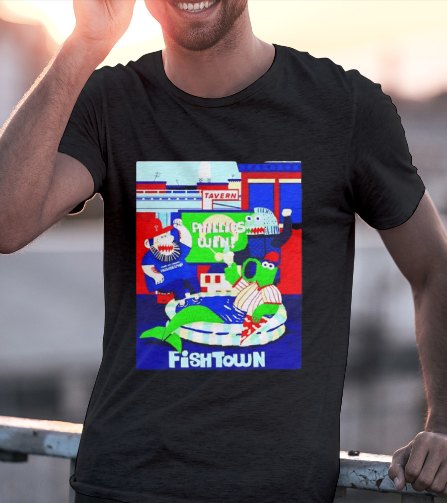 Phillies Win City Of Neighborhoods Fishtown Phillies Phanatic Tavern Scene T-Shirt