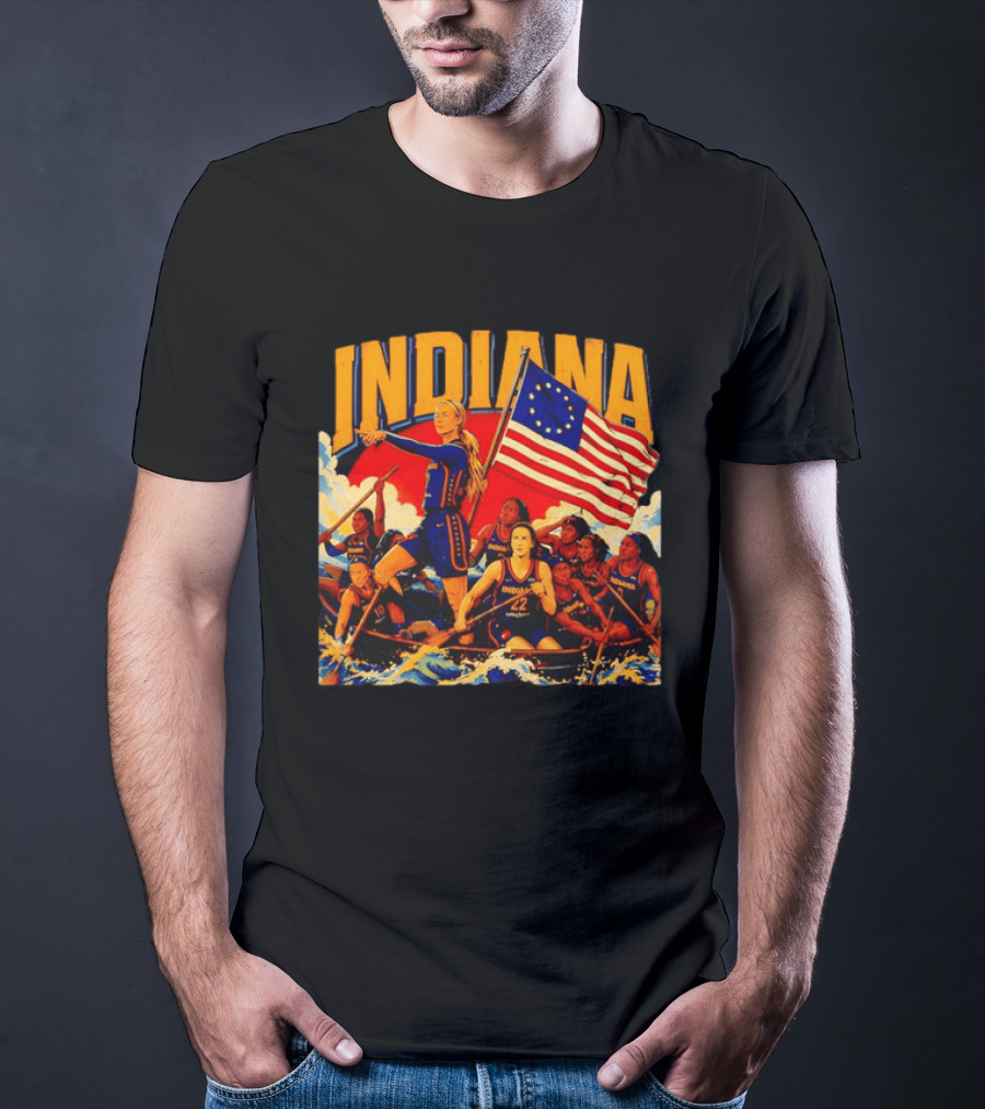 Indiana Basketball Team Sophie Cunningham Crossing The Delaware Flag T-Shirt