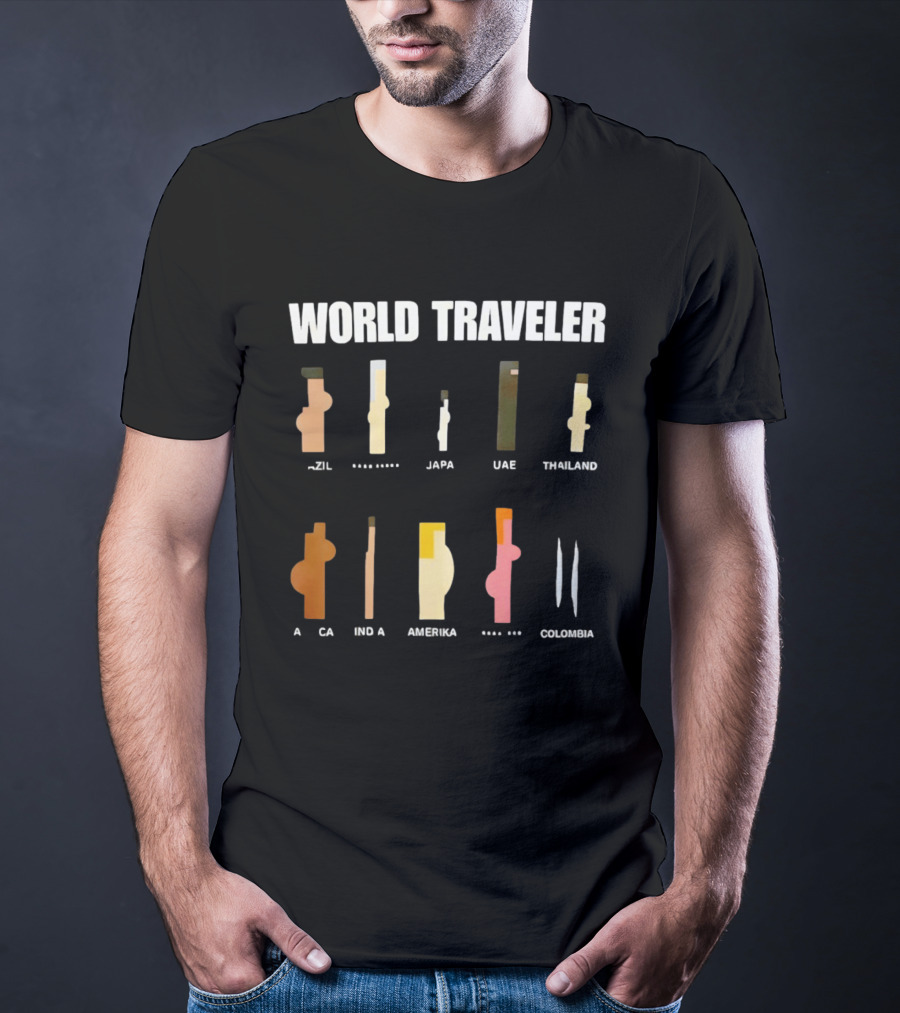 World Traveler Brazil Japan UAE Thailand Africa India America Colombia 2026 T-Shirt