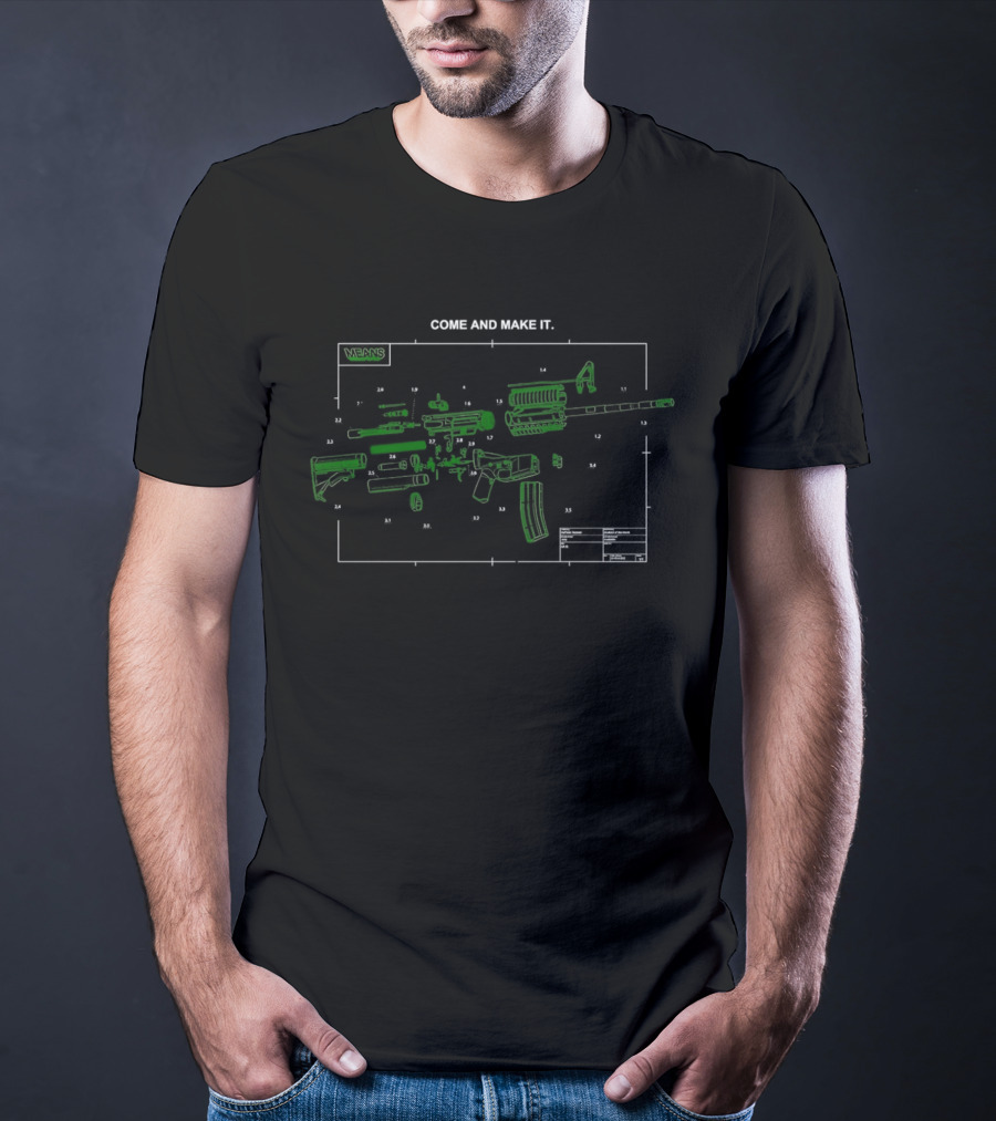Schematic Your Own AR15 Rifle Parts Diagram T-Shirt