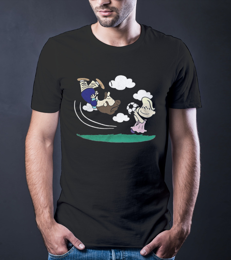 Ted And Rebecca Lucy Van Pelt Lassonuts Peanuts Football Kick T-Shirt
