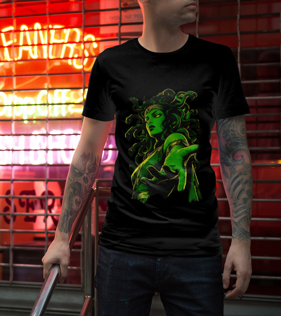 Medusa Mythology You Won't Feel A Thing Green Aura Serpent Hair T-Shirt