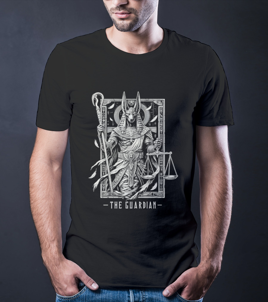 The Guardian Anubis Egyptian Mythology Symbolism With Scales And Ankh T-Shirt