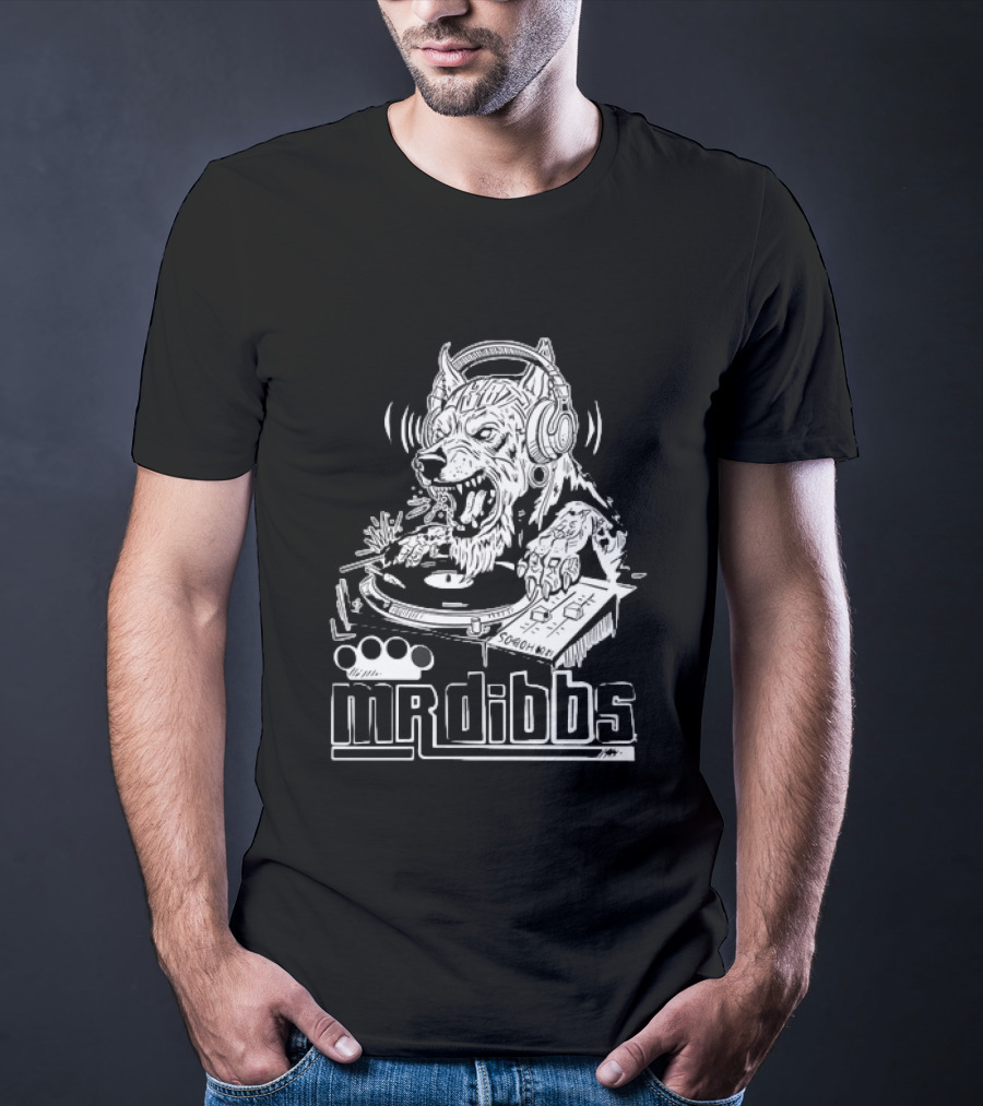 Mr Dibbs Werewolf DJ Sound Wave Technics 1200 Turntable T-Shirt