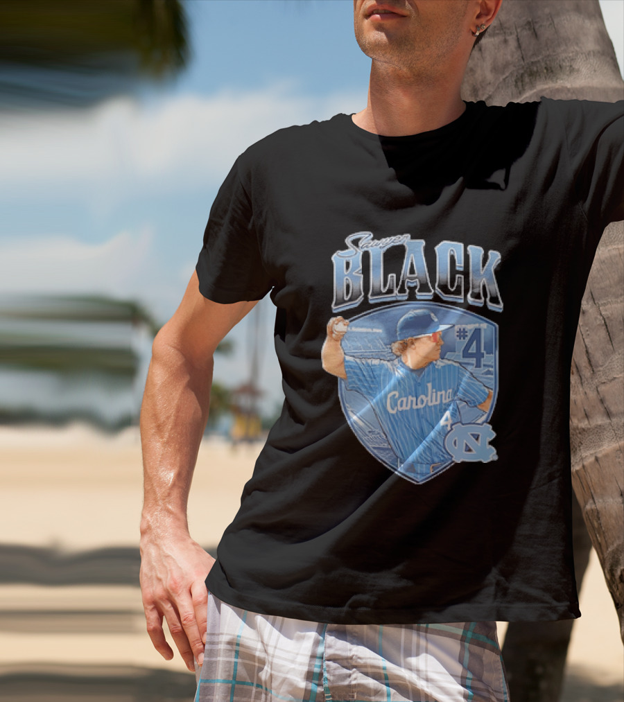Sawyer Black Carolina Tar Heels #4 Baseball Player T-Shirt