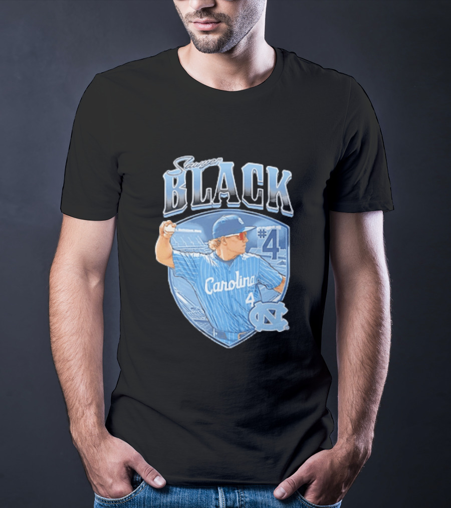 Sawyer Black Carolina Tar Heels #4 Baseball Player T-Shirt