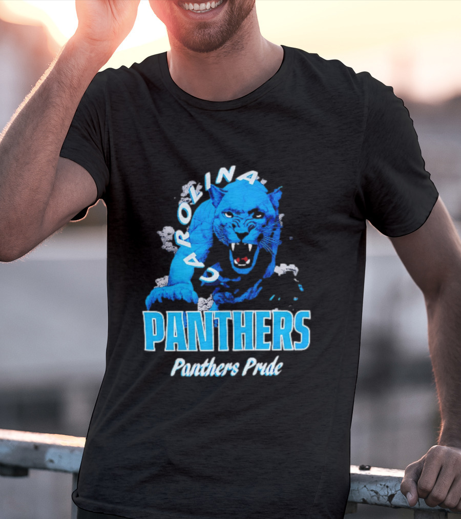 Carolina Panthers Pride Charging Forward Fierce Blue Panther T-Shirt