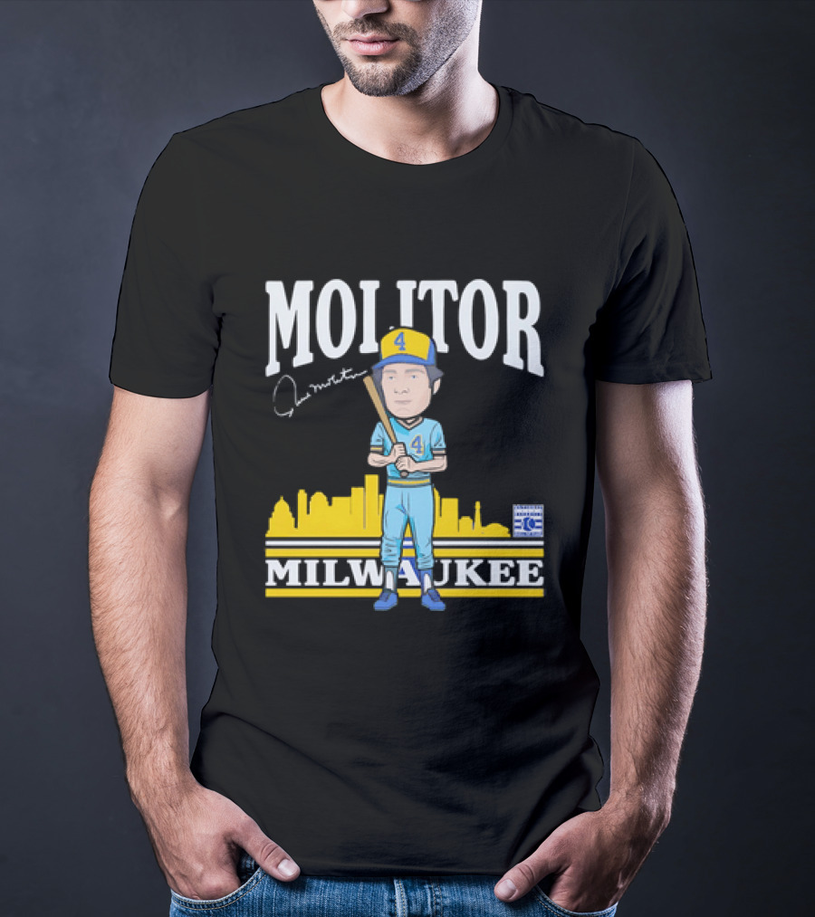 Paul Molitor Milwaukee Brewers Hall Of Fame 4 Caricature City Skyline T-Shirt