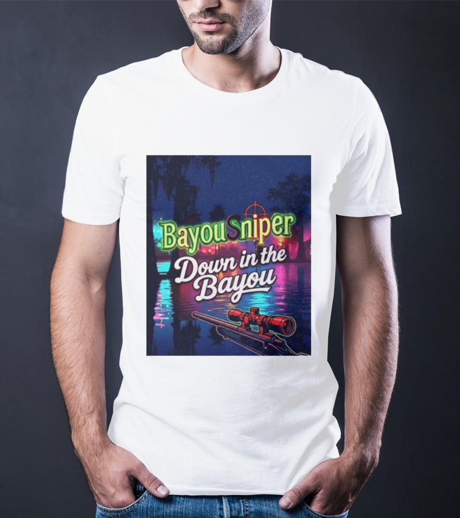 Bayou Sniper Down In The Bayou Retro Night Scene T-Shirt