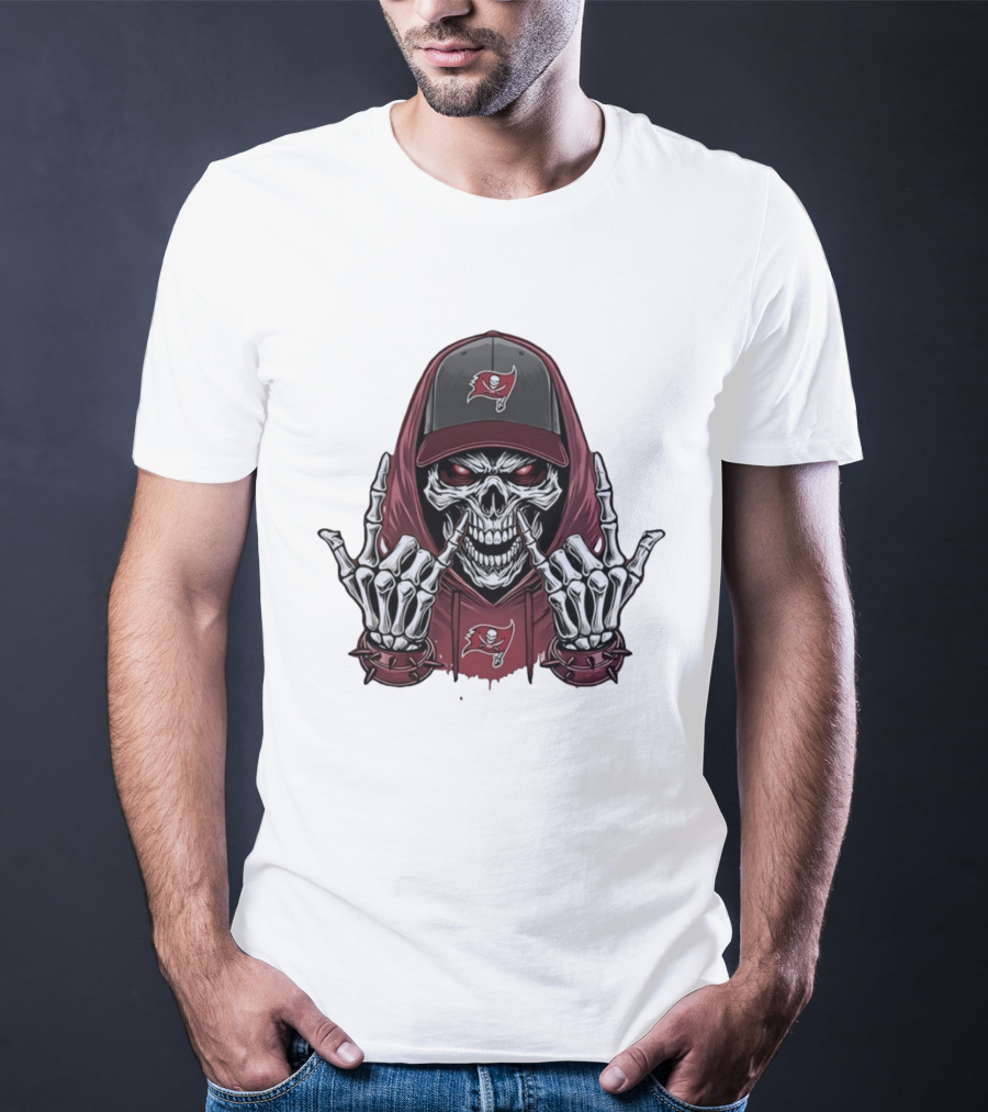 Buccaneers Skeleton Rock On Pirate T-Shirt