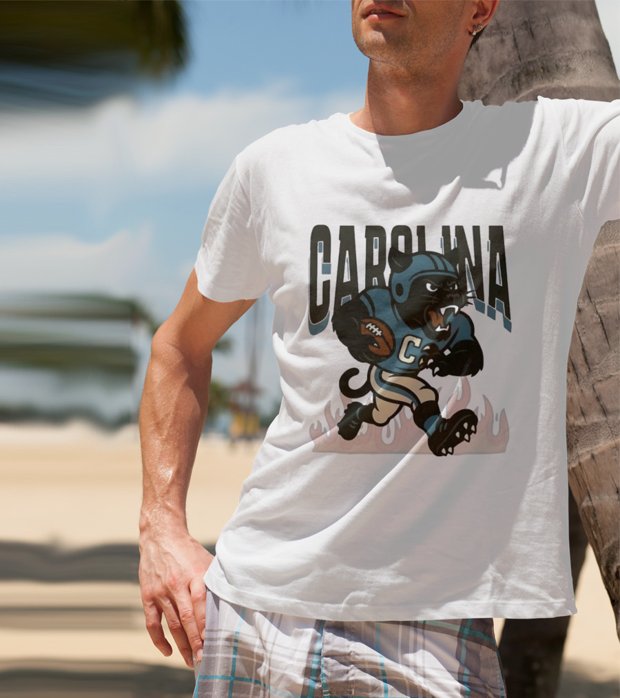 Carolina Panther Football Player Running With Ball T-Shirt
