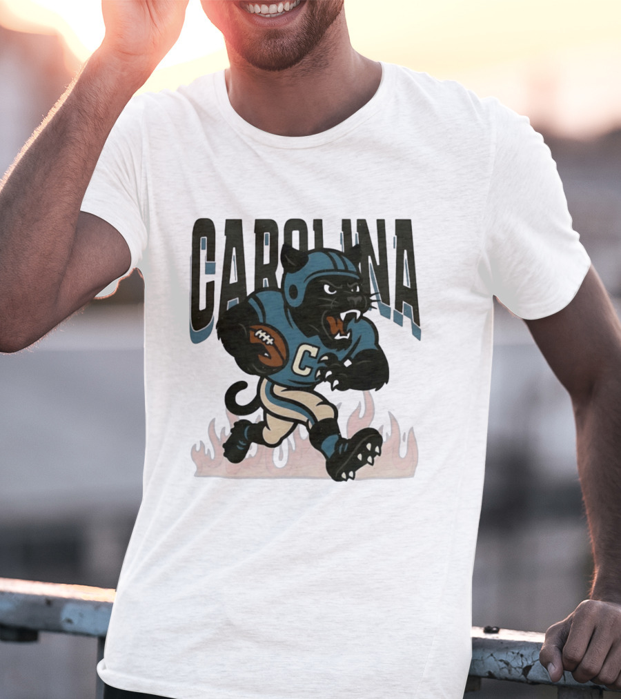 Carolina Panther Football Player Running With Ball T-Shirt