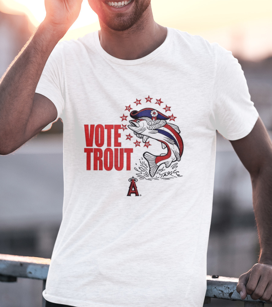Los Angeles Angels Vote Trout Red Blue Star Fish T-Shirt