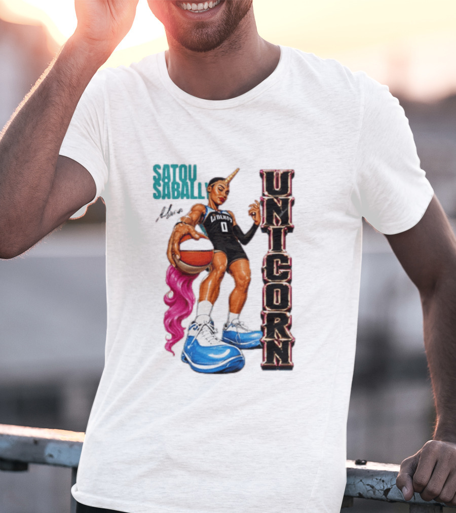 Satou Sabally New York Liberty Unicorn Basketball Player With Ball T-Shirt