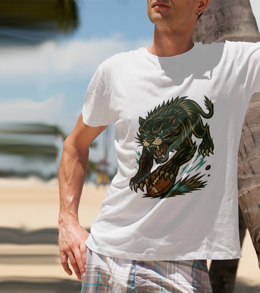Panther Rushing Football Athletic Team Dynamic Action T-Shirt