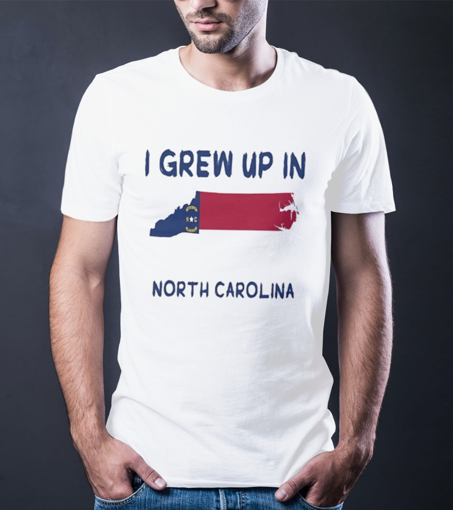 North Carolina Roots Southern Heritage I Grew Up In NC State Flag T-Shirt