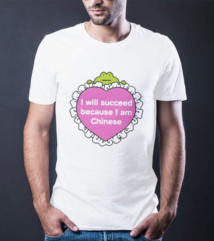 I Will Succeed Because I Am Chinese Pink Heart Frog T-Shirt
