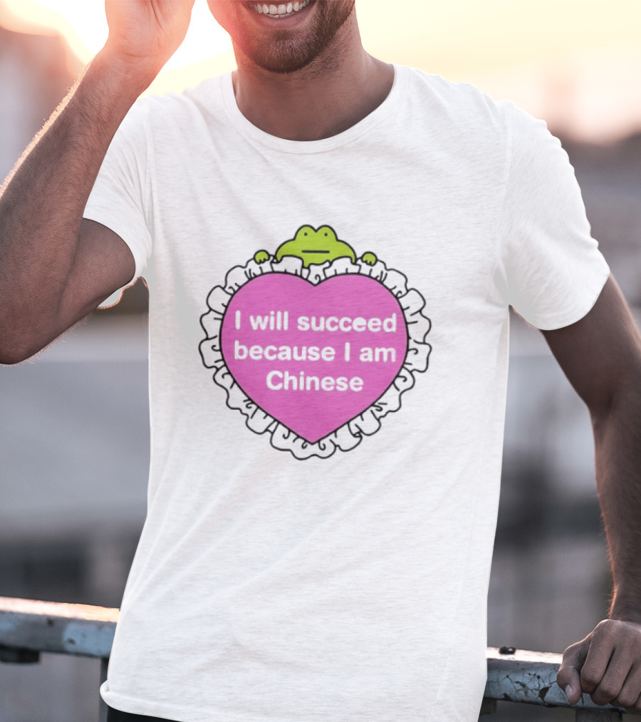 I Will Succeed Because I Am Chinese Pink Heart Frog T-Shirt
