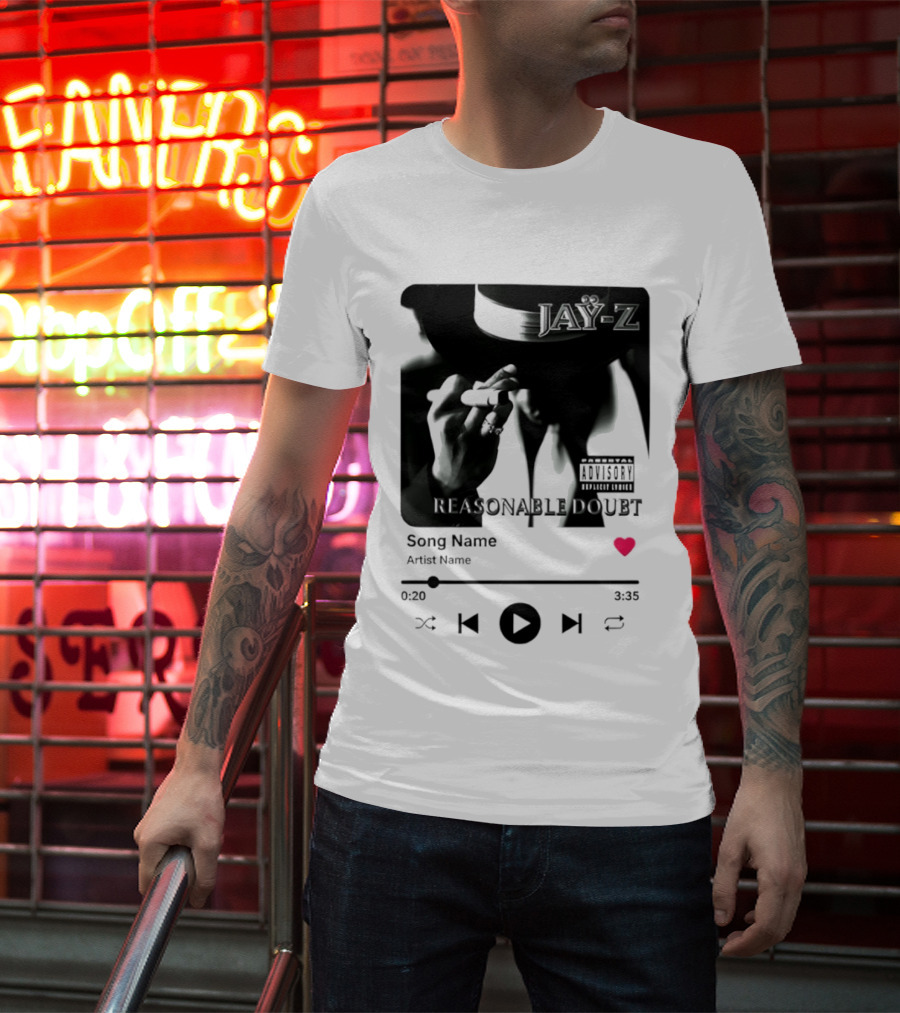 Jay Z Reasonable Doubt Song Name Artist Name Parental Advisory Explicit Content Iconic Album Cover T-Shirt