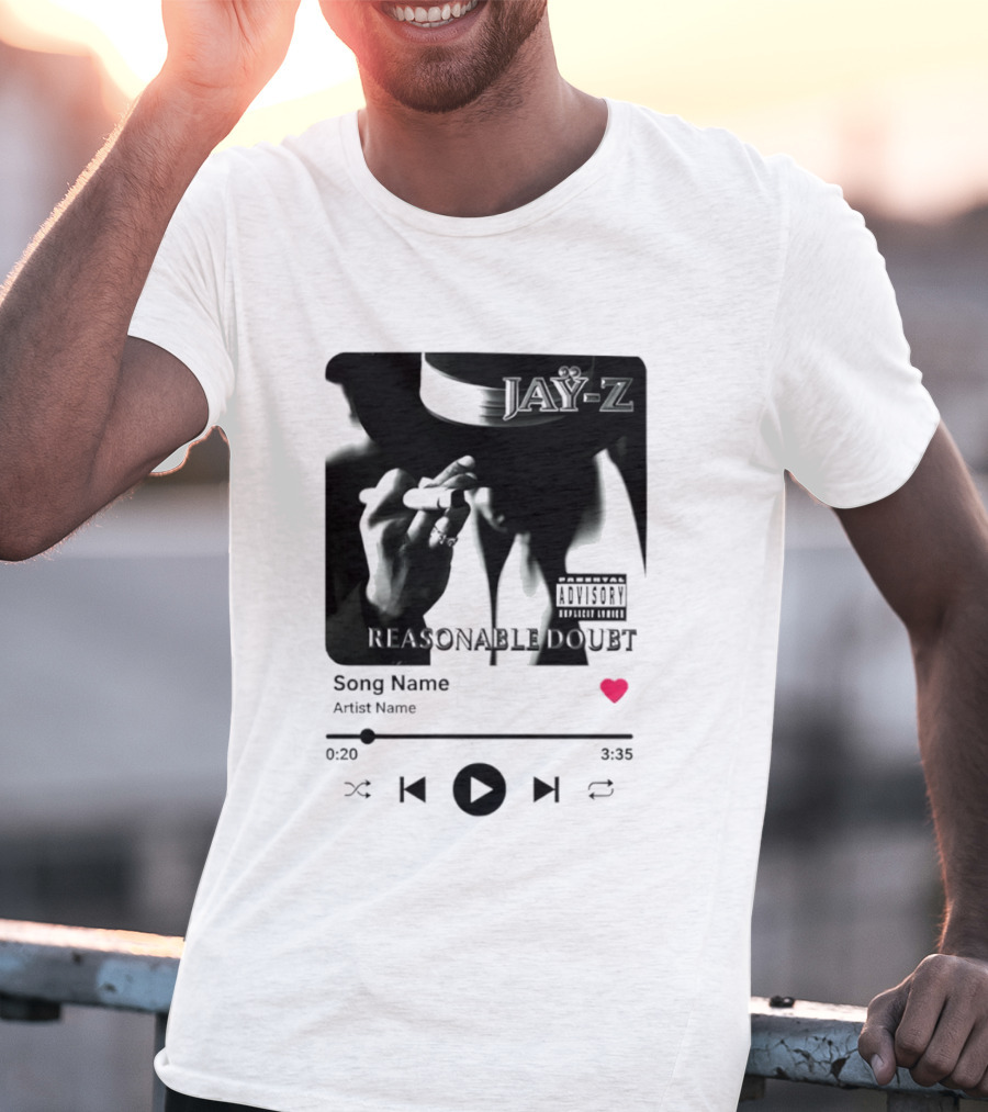 Jay Z Reasonable Doubt Song Name Artist Name Parental Advisory Explicit Content Iconic Album Cover T-Shirt