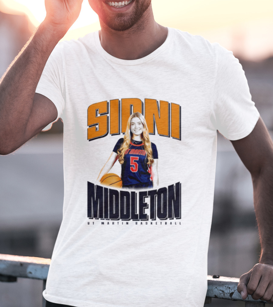 Sidni Middleton 5 UT Martin Skyhawks Basketball T-Shirt