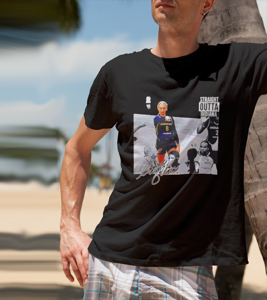 Caitlin Clark Pointing Indiana Fever Basketball Player Straight Outta Indiana T-Shirt