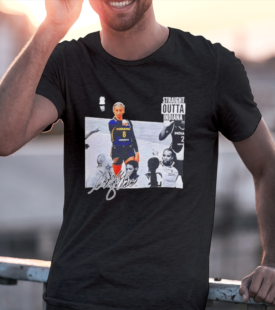 Caitlin Clark Pointing Indiana Fever Basketball Player Straight Outta Indiana T-Shirt