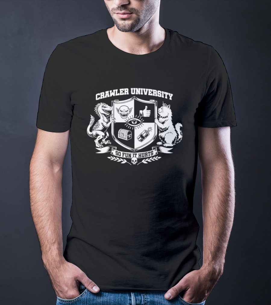 Crawler University Crest So Fun It Hurts Dungeon Crawler Carl Featuring Mongo And Princess Donut 2026 T-Shirt